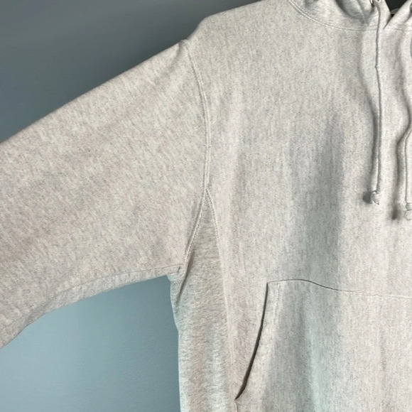 Champion Reverse Weave Hoodie Light Grey Baggy Oversized Ribbed Sides Pocket Sm - Picture 4 of 12